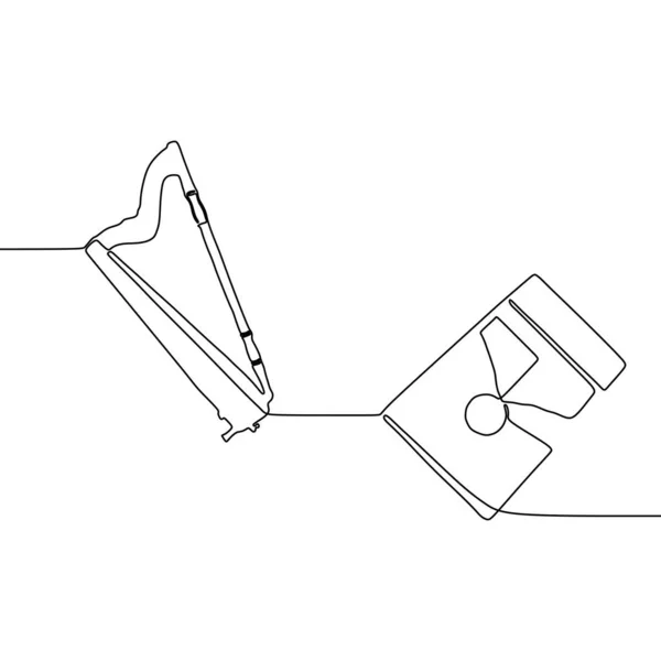 Arpa guitarra cuadrada Orquesta instrumentos una línea y vector de una sola línea — Vector de stock