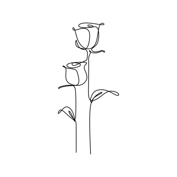 Gül çiçeği minimalist tasarım sürekli çizgi çizim — Stok Vektör