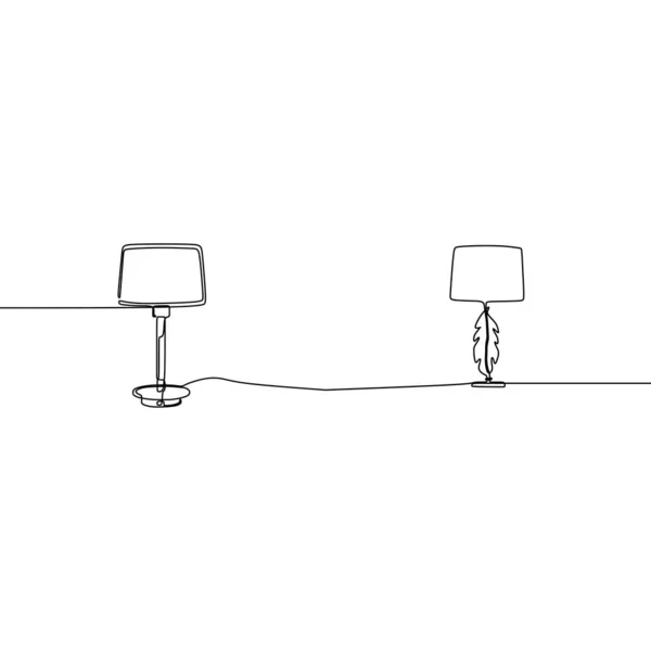 Lámpara moderna y linda línea continua Lámparas conjunto. Conjunto de simples lámparas lineales de mesa y de pie doodle — Archivo Imágenes Vectoriales