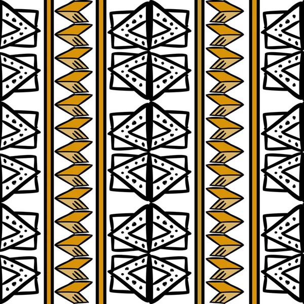 Vetor padrão africano com desenho étnico tribal desenhado à mão. Ilustração de design sem costura para têxteis de moda prontos para impressão — Vetor de Stock