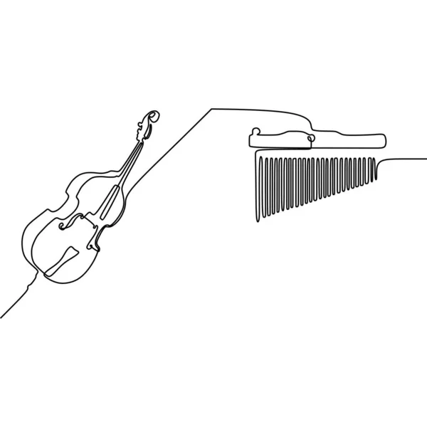 Violino e angklung Design de instrumentos musicais de uma linha. Mão desenhado minimalismo estilo vetor ilustração Vector —  Vetores de Stock