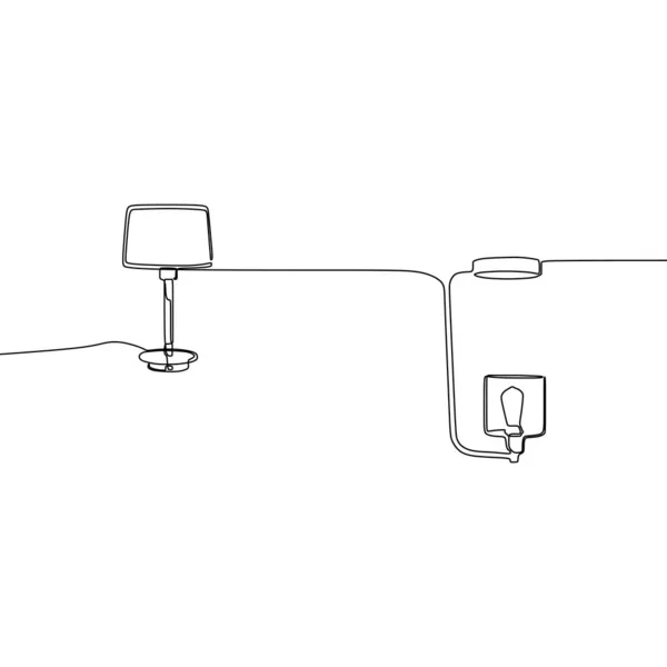 Lámpara moderna y lámpara de pie lámpara de vela línea continua Lámparas conjunto. Conjunto de simples lámparas lineales de mesa y de pie doodle — Archivo Imágenes Vectoriales