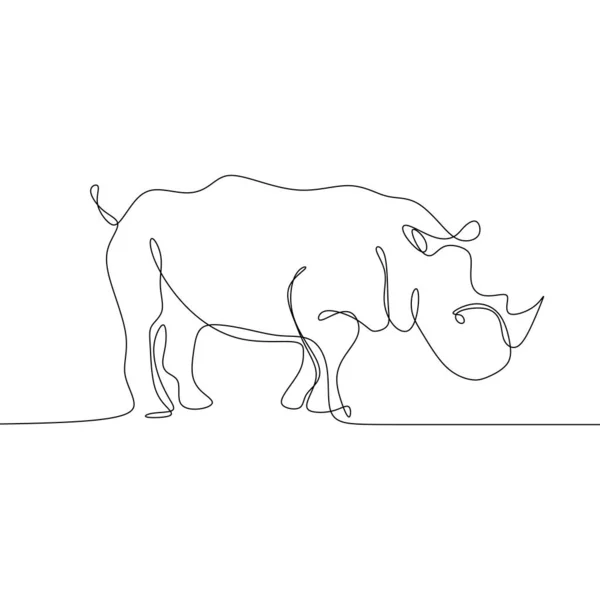 A Rhinoceros minimalista design folytonos vonalrajza — Stock Vector