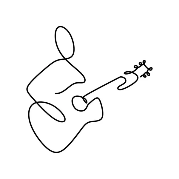 Jazz guitar classical music instrument player performer continuous one line drawing — Stock Vector