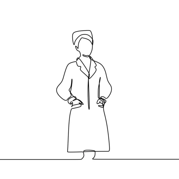 Ápoló folyamatos vonalas rajz orvos egy kézzel rajzolt izolált fehér háttér minimális design — Stock Vector