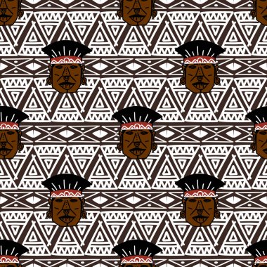 Aztek kabile tasarlamak vektör. El çekilmiş antik maya simgesi. Yerel tarihi Meksika kültür moda tekstil baskı veya kaydırma ve duvar kağıdı arka plan için kesintisiz renkli çizim şekil.