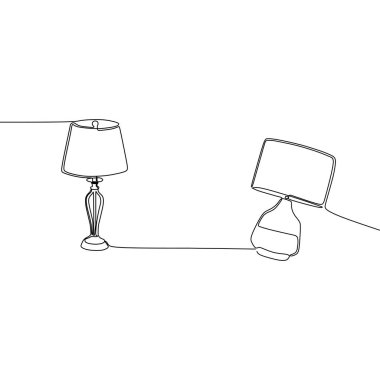 modern yatak lambası tek satır sürekli hat Vektör illüstrasyon. Lambaların serbest çizimi