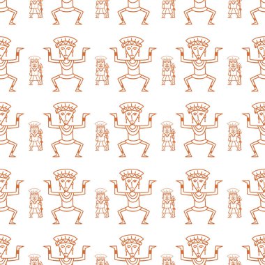 Aztek kabile tasarlamak vektör. El çekilmiş antik maya simgesi. Yerel tarihi Meksika kültür moda tekstil baskı veya kaydırma ve duvar kağıdı arka plan için kesintisiz renkli çizim şekil.