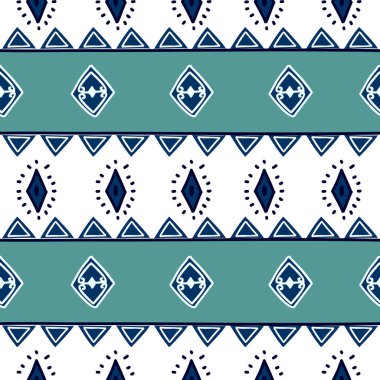 Kabile arka plan vektör dokusu ile Ikat geometrik desen. Aztek sembolünde dikişsiz çizgili motif. Hint, İskandinav, Çingene, Meksika, moda baskı ve t için halk desenleri ile el çizilmiş etnik