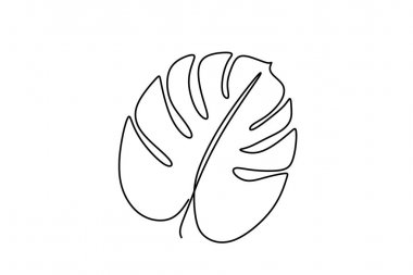 Tropikal yaprakların bir çizgi çizimi sürekli tasarım