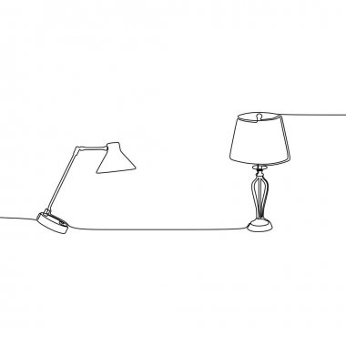 çift yatak lambaları Evrensel lamba sürekli hat web ve mobil için kullanmak için, temel lamba izole vektör illüstrasyon seti