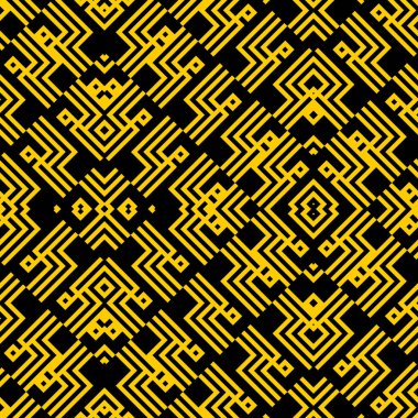 Art Deco Metal desen Dikişsiz doku İllüstrasyon siyah sarı