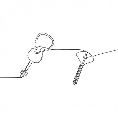 Mandolin klasik gitar müzik aletleri orkestra bir satır karikatür illüstrasyon