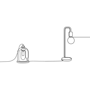 sevimli lamba ve mum lambası sürekli çizgi Vektör el çizilmiş lambalar illüstrasyon