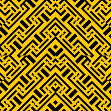 tekstil, tasarım ve arka planlar için siyah sarı art deco dikişsiz çizgili süs