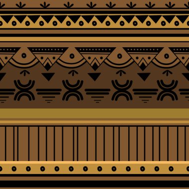 El çizilmiş afrika aztek tasarımı ile renkli kabile çizim deseni
