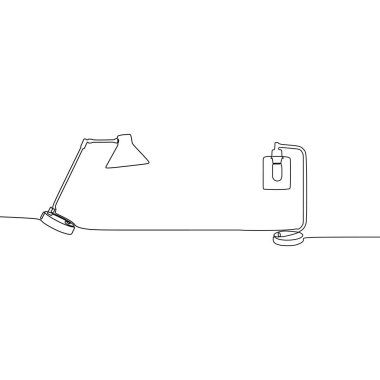 modern masa lambası sürekli hat Lamba vektörü. Beyaz arka plan da izole web tasarımı için lamba simgeleri anahat seti