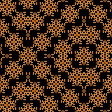 siyah turuncu Art Deco Arabesk. Dekoratif dikişsiz desen, boyama kitap veya sayfaları için süs