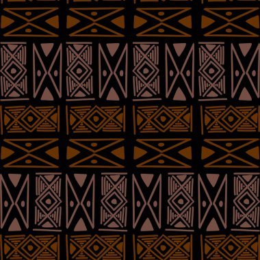 Kabile arka plan vektör dokusu ile Ikat geometrik desen. Aztek sembolünde dikişsiz çizgili motif. Hint, İskandinav, Çingene, Meksika, moda baskı ve t için halk desenleri ile el çizilmiş etnik