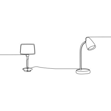modern masa öğrenci lambası tek satır Lamba simgesi seti. Beyaz arka plan da izole web tasarımı için lamba vektör simgeleri anahat seti