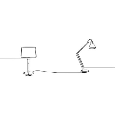 modern lamba ve geleneksel lamba sürekli hat Lambalar ayarlayın. Basit doğrusal karalama tablosu ve zemin lambaları seti