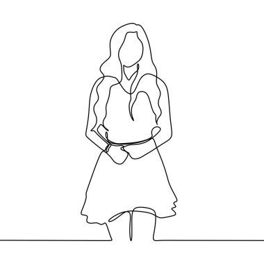 Sevimli kız sürekli bir çizgi çizim minimalist tasarım soyut