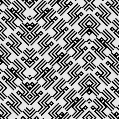 Art Deco Metal desen Dikişsiz doku İllüstrasyon siyah ve beyaz