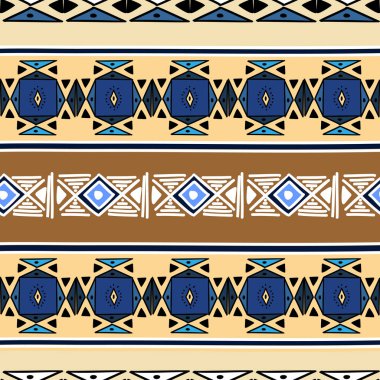 Kabile arka plan vektör dokusu ile Ikat geometrik desen. Aztek sembolünde dikişsiz çizgili motif. Hint, İskandinav, Çingene, Meksika, moda baskı ve t için halk desenleri ile el çizilmiş etnik