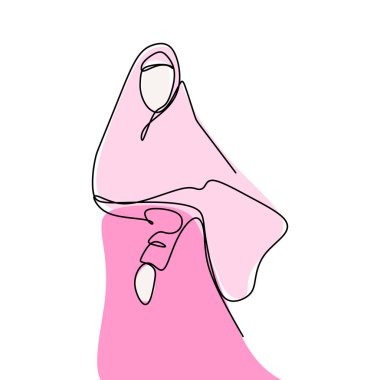 Başörtüsü takan kadınlar sürekli bir çizgi çizerek müslüman figürü çiziyorlar.