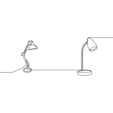 masa lambası ve öğrenci lambası sürekli hat Beyaz arka plan üzerinde izole web tasarımı için lamba vektör simgeleri anahat seti