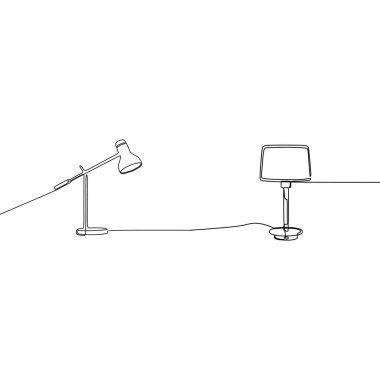 vintage lamba ve geleneksel lamba sürekli hat Lambalar ayarlayın. Basit doğrusal karalama tablosu ve zemin lambaları seti