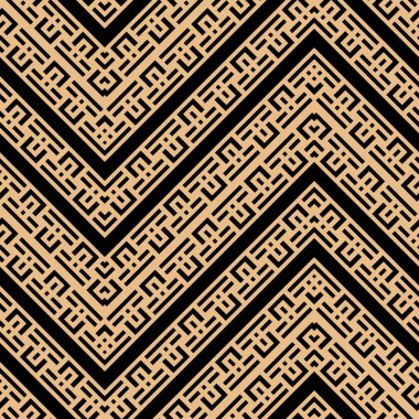 tekstil, tasarım ve arka planlar için yaratıcı siyah turuncu art deco dikişsiz çizgili süs