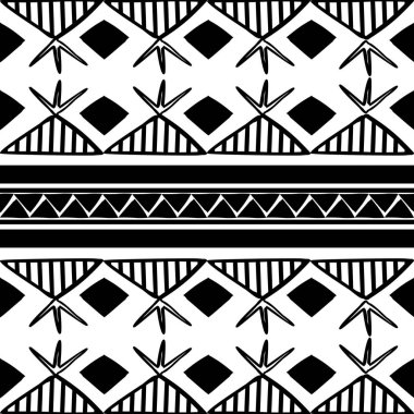 Vektör kabile desen Bohem tarzı siyah beyaz çizim kültürü ile. Tekstil moda kaydırma için iyi ve yazdırma.