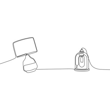 yatak lambası ve mum lambası sürekli çizgi Vektör el çizilmiş lambalar illüstrasyon