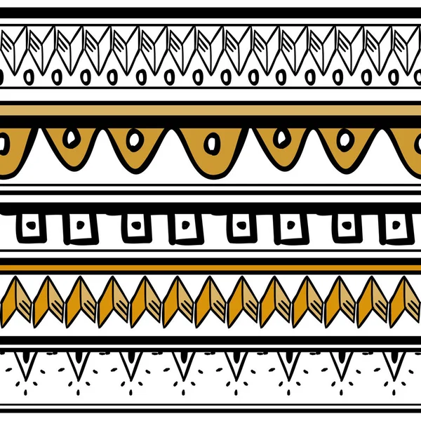 Vector de patrón africano con dibujo étnico tribal dibujado a mano. Ilustración de diseño sin costuras para textiles de moda listos para imprimir — Vector de stock