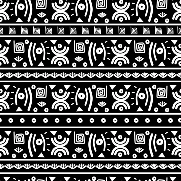 Padrão étnico desenho fundo com mão sem costura desenhado preto e branco cor abstrata estilo africano para impressão e moda têxtil . — Vetor de Stock