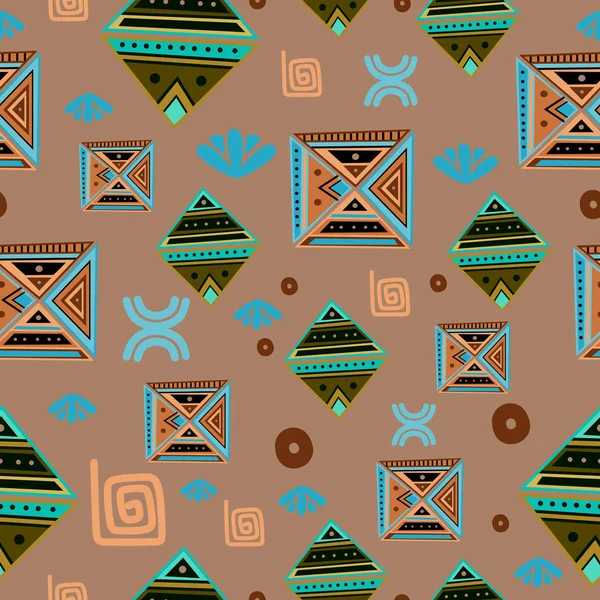 Ethnique dessin tribal motif sans couture tendance fond coloré — Image vectorielle