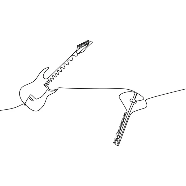 Mandolina y guitarra eléctrica Diseño de instrumentos musicales de una línea. Minimalismo dibujado a mano estilo vector ilustración — Vector de stock