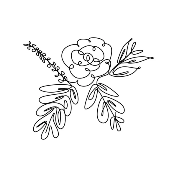 Flor floral linha contínua desenho — Vetor de Stock