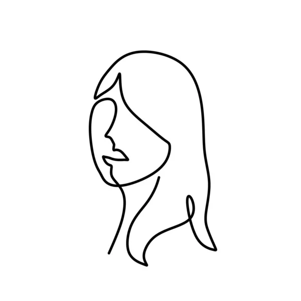 抽象女孩妇女面对连续一行绘画极简主义艺术设计 — 图库矢量图片
