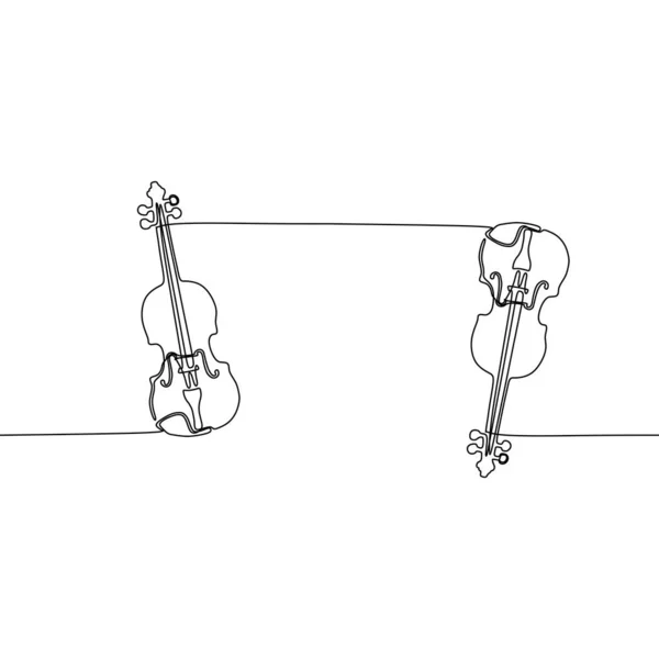 Housle je spojité s jedním kreslicím vektorem. Pianoforte kreslené siluety. Nákres akustických hudebních nástrojů. Ukázka minimalistického obrysu klavíru. Izolovaný lineární prvek — Stockový vektor