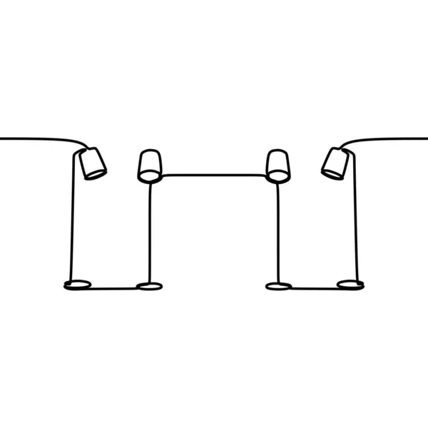 两台灯通用灯连续线用于网络和移动，集基本灯隔离矢量插图 — 图库矢量图片