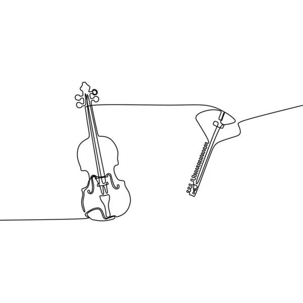 Mandolin guitarra clássica uma linha cartoon ilustração de instrumentos musicais orquestra — Vetor de Stock