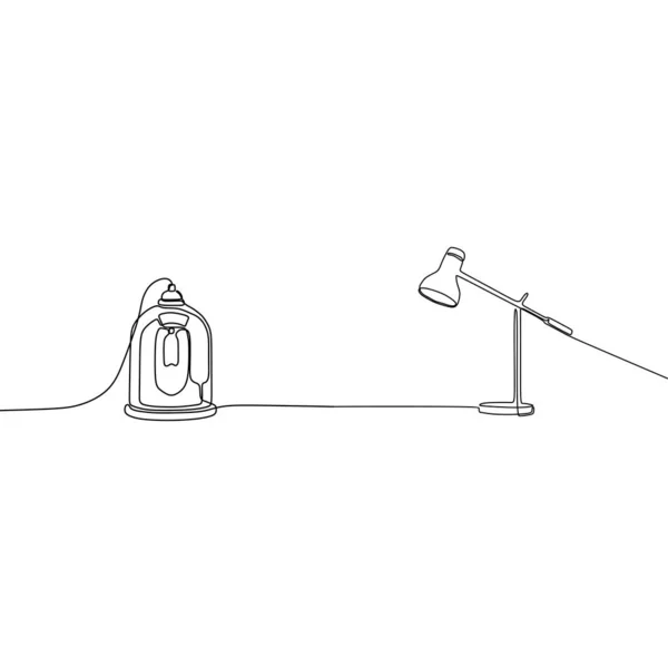 Свечная лампа и настольная лампа непрерывной линии Векторная иллюстрация ручной работы ламп — стоковый вектор