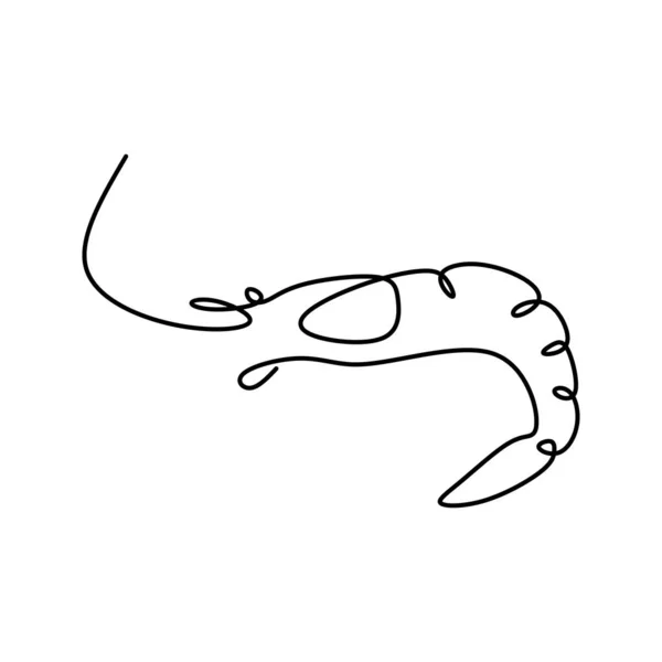 Однолинейный рисунок креветок непрерывного минималистического дизайна — стоковый вектор