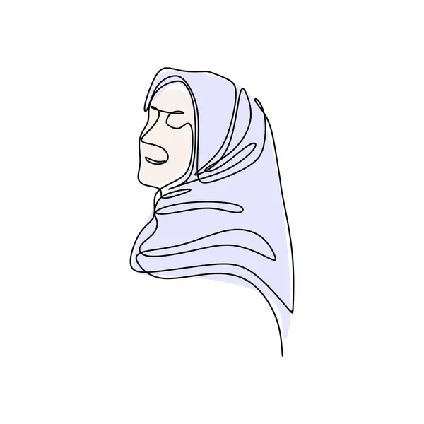 Gadis hijab Trendy satu baris gambar - Stok Vektor