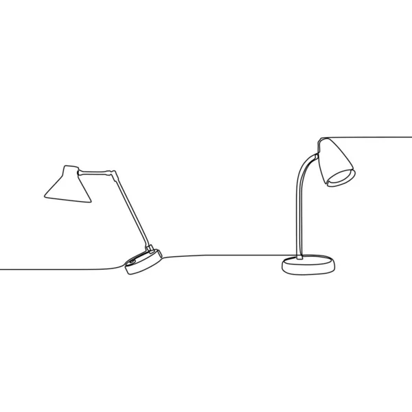 Žárovek a moderní stolní lampa Souvislá čára univerzální lampy pro webové a mobilní účely, sada základních lamp izolovaných vektorových ilustrací — Stockový vektor