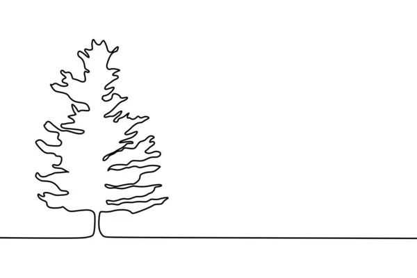 Pine Tree ononderbroken één lijntekening minimalistisch design — Stockvector