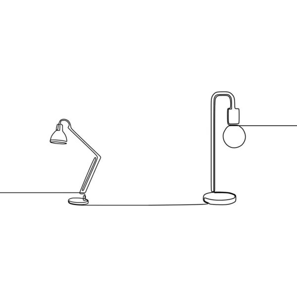 Bohlamp and standing modern lamp one line lamp icon set. Umrisse von Lampenvektorsymbolen für Webdesign isoliert auf weißem Hintergrund — Stockvektor