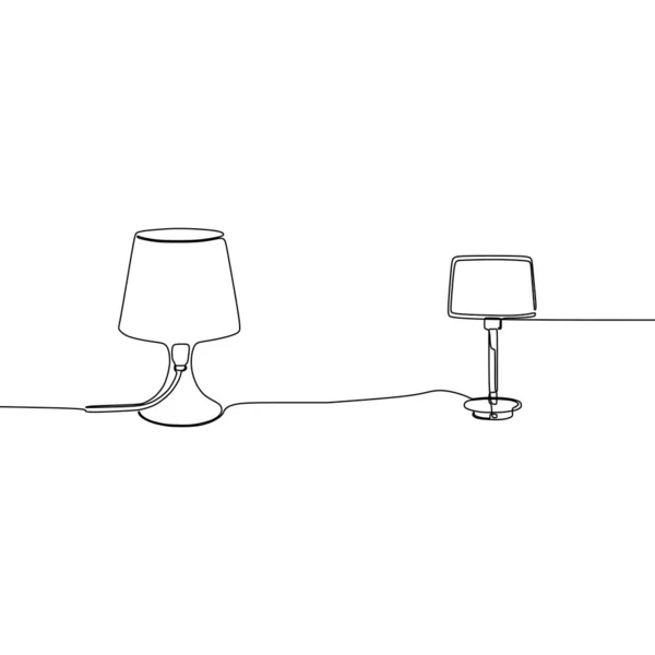 Кровать лампы и традиционные лампы непрерывной линии лампы набор. Набор простых линейных каракулей и напольных ламп — стоковый вектор
